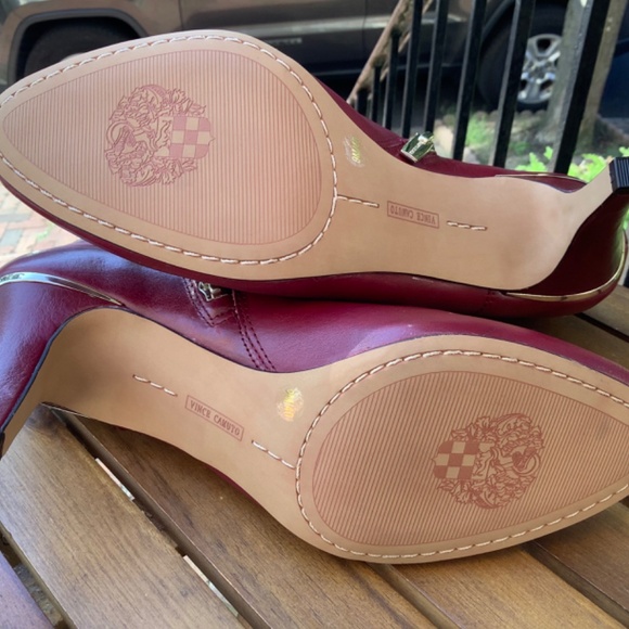 Vince Camuto Red Ankle Boots with Gold Buckle - Picture 8 of 15